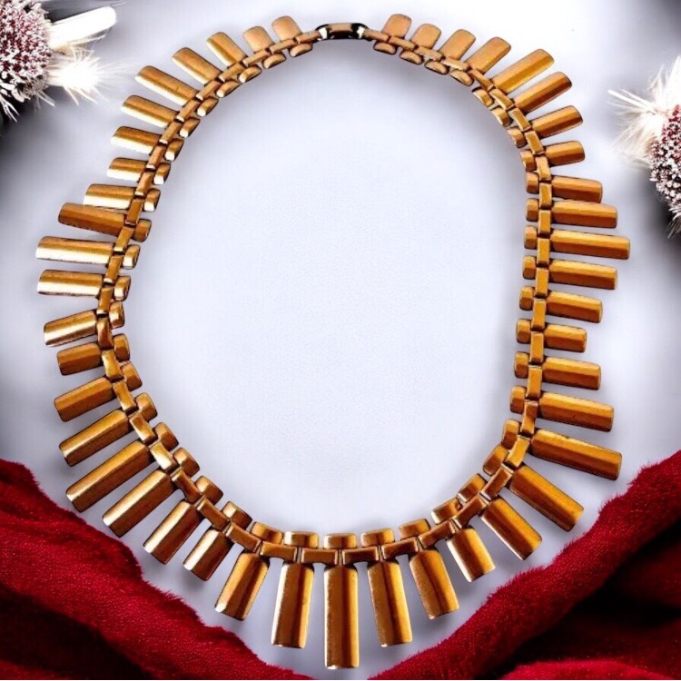 Renoir Copper Vintage Necklace Modernist Signed Choker 15